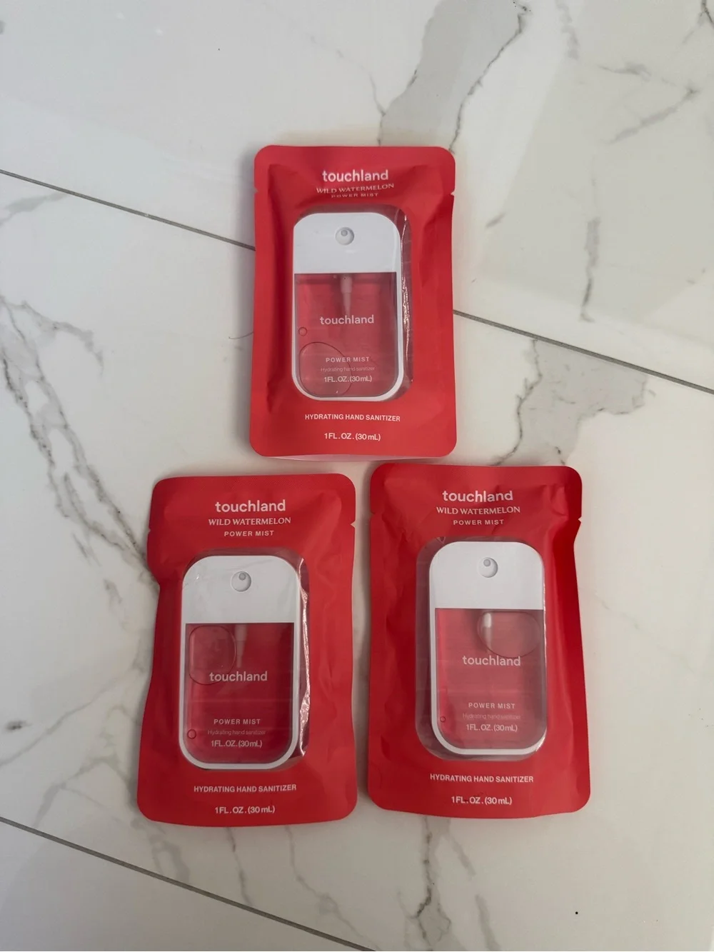 3 pack Touchland Power Mist Hydrating Hand Sanitizer 30ml/ 1 fl oz Each